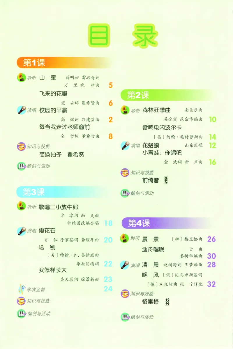 《人音版5年级音乐上册高清教材_光塔笔记小学教辅_2025秋电子课本小学科目-新教材_全部版本•小学音乐电子课本_人音版小学音乐电子课本_人音版小学音乐课本》第3页预览