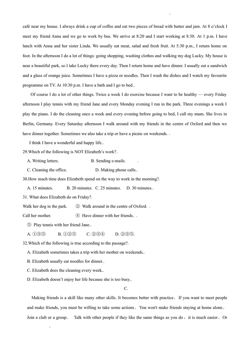 《2.1Unit2Dailylife测试卷（A卷•夯实基础）原卷版_初中全科目同步习题+精品试卷（7-9年级）_25秋初中英语《同步习题+精品试卷》_初中英语（沪教牛津版）试卷_七年级上册》第4页预览