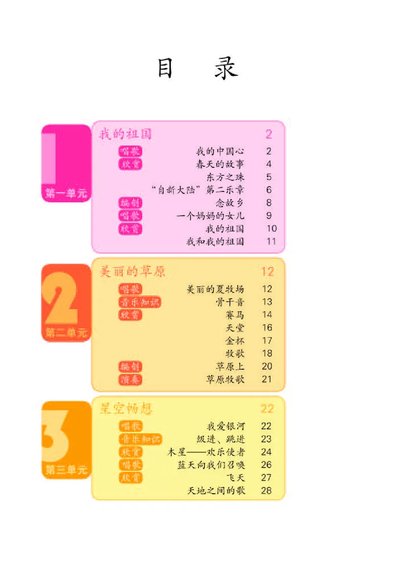 《人教版6年级音乐上册高清教材_光塔笔记小学教辅_2025秋电子课本小学科目-新教材_全部版本•小学音乐电子课本_人教版小学音乐电子课本_人教版小学音乐（简谱）》第4页预览