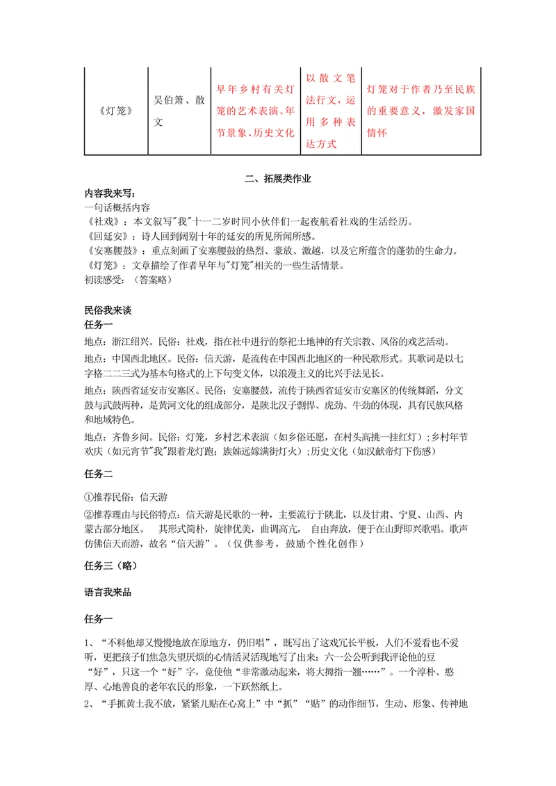 《初中语文八年级下册第1单元民俗文化单元作业_1答案_初中全科目同步习题+精品试卷（7-9年级）_25秋初中语文《同步习题+精品试卷》_初中语文试卷7-9年级上册(1)_《优秀作业单》_八年级》第2页预览