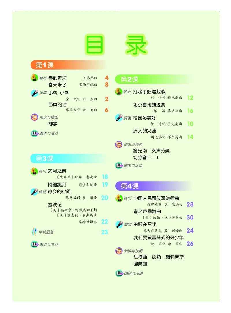 《人音版5年级音乐下册高清教材_光塔笔记小学教辅_2025秋电子课本小学科目-新教材_全部版本•小学音乐电子课本_人音版小学音乐电子课本_人音版小学音乐课本》第3页预览