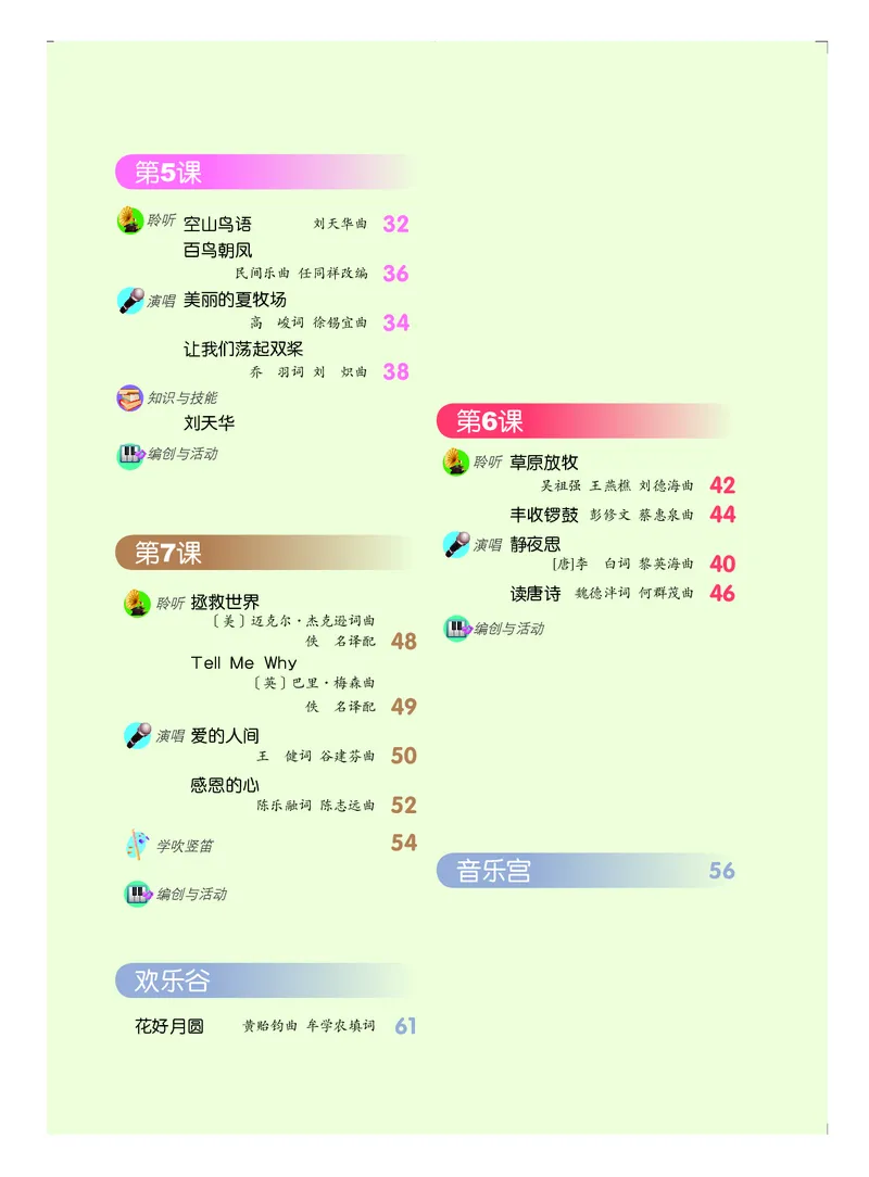 《人音版5年级音乐下册高清教材_光塔笔记小学教辅_2025秋电子课本小学科目-新教材_全部版本•小学音乐电子课本_人音版小学音乐电子课本_人音版小学音乐课本》第4页预览