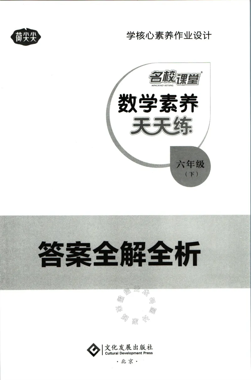 《002.人教版数学名校课堂素养天天练六年级下册答案_小学1-6年级全科全套_1-6年级全科下册_六年级_其他补充资料_数学人教版资料》第1页预览