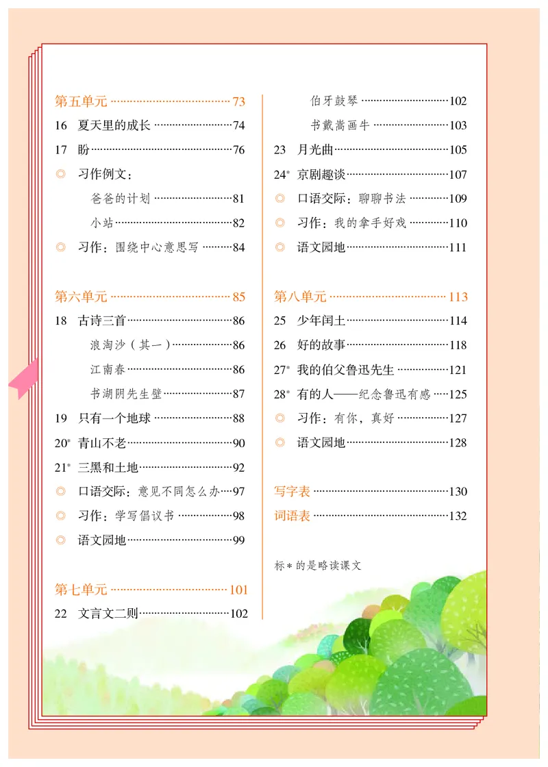 《人教版6年级语文上册高清教材_光塔笔记小学教辅_2025秋电子课本小学科目-新教材_全国统一•小学语文电子课本》第5页预览