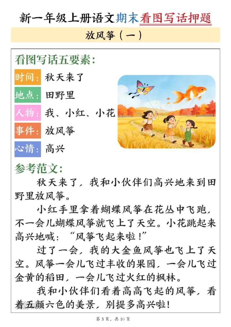 《海豚试卷一年级（上）语文期末看图写话押题_赠送2026小学1-6年级资料合集(按需自取)_一年级_海豚试卷一年级（上）语文期末看图写话押题》第6页预览