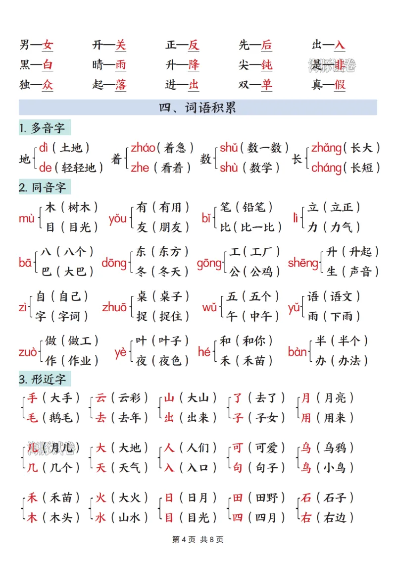 《海豚试卷一年级（上）语文期末押题高频考点汇总_赠送2026小学1-6年级资料合集(按需自取)_一年级_海豚试卷一年级（上）语文期末押题高频考点汇总》第4页预览