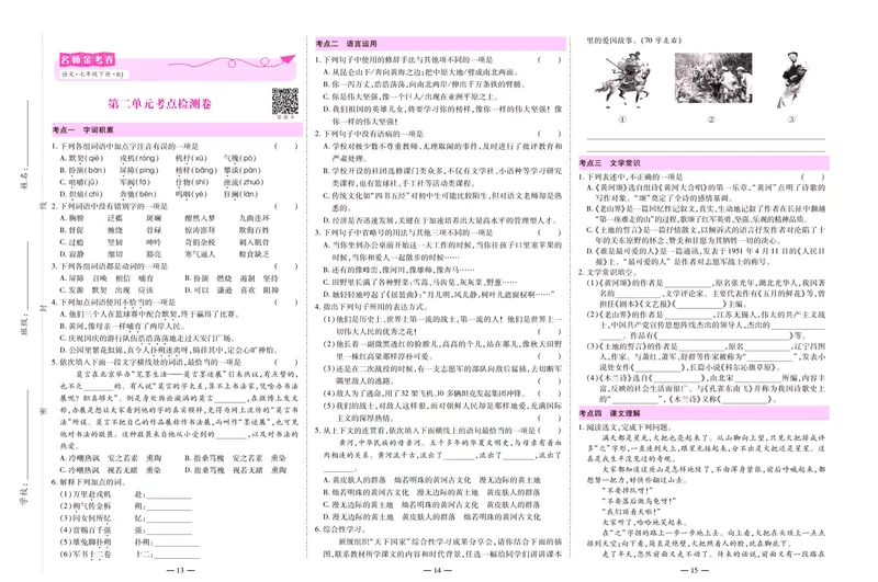 《名师金考卷七年级下册语文人教版_初中全科目同步习题+精品试卷（7-9年级）_25秋初中语文《同步习题+精品试卷》_初中语文试卷7-9年级下册(1)_《名师金考卷》》第7页预览