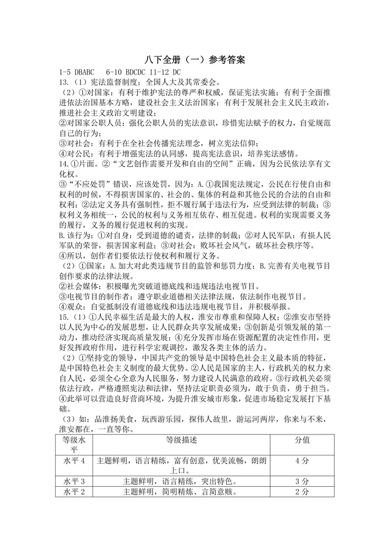 《初中道德与法治八年级下册_1答案_1746404224982_初中全科目同步习题+精品试卷（7-9年级）_25秋初中道法《同步习题+精品试卷》_初中道法7-9年级上册试卷(1)_《优秀作业单》_八年级》第1页预览