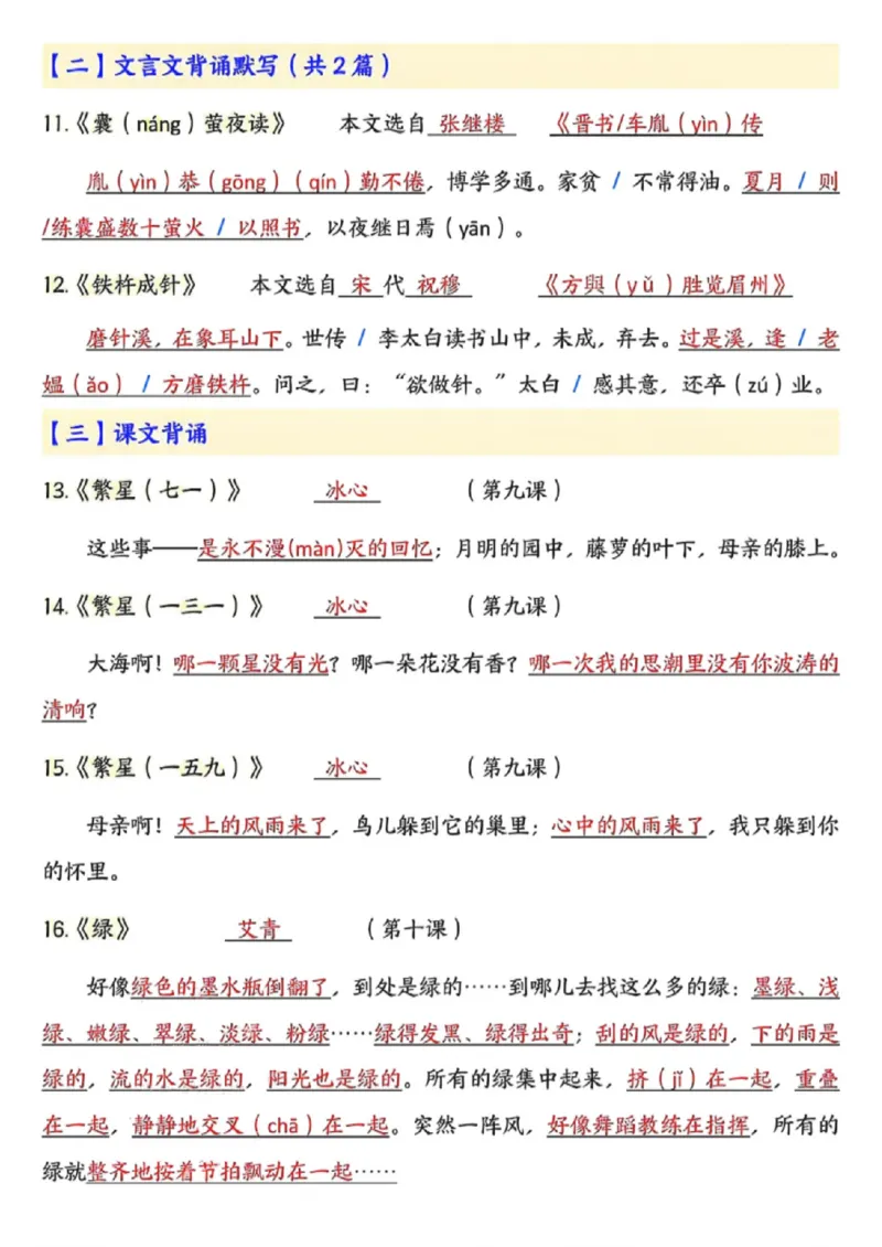 《四年级（下）语文预习必背知识点汇总_赠送2026小学1-6年级资料合集(按需自取)_四年级》第2页预览