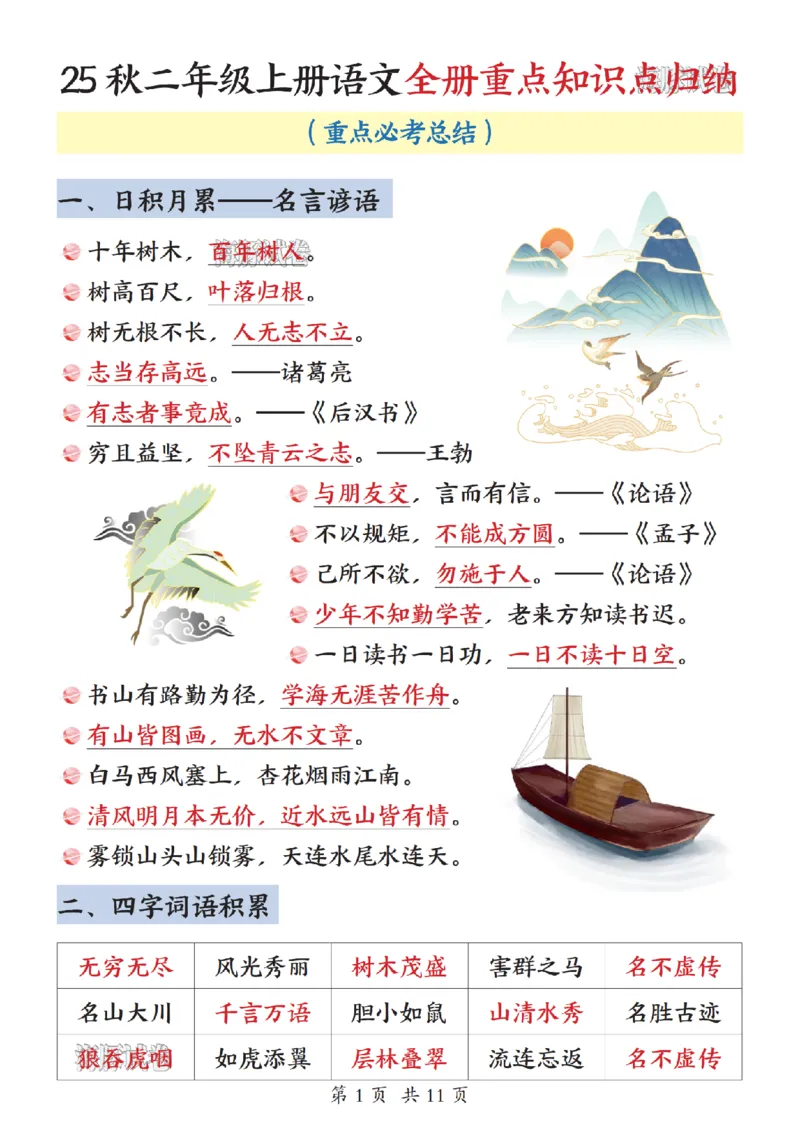 《海豚试卷二年级（上）语文期末重点知识点归纳_赠送2026小学1-6年级资料合集(按需自取)_二年级_海豚试卷二年级（上）语文期末重点知识点归纳》第1页预览