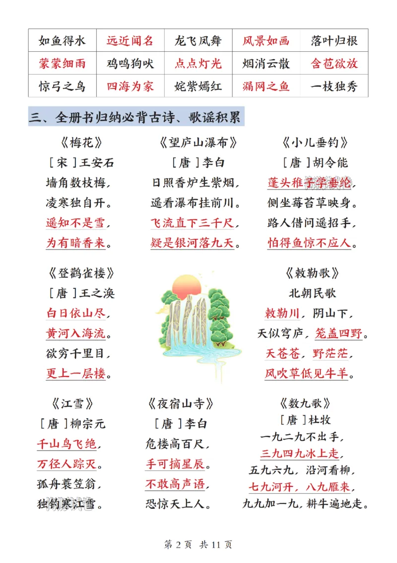 《海豚试卷二年级（上）语文期末重点知识点归纳_赠送2026小学1-6年级资料合集(按需自取)_二年级_海豚试卷二年级（上）语文期末重点知识点归纳》第2页预览