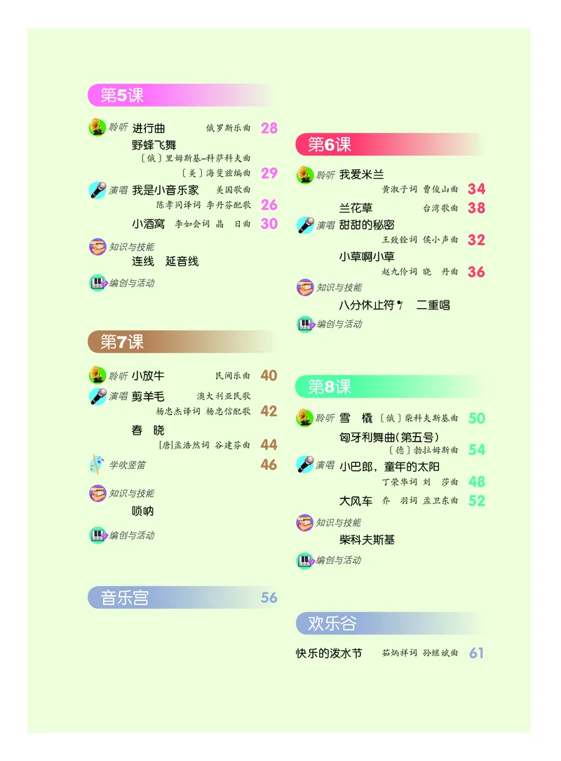 《人音版3年级音乐下册高清教材_光塔笔记小学教辅_2025秋电子课本小学科目-新教材_全部版本•小学音乐电子课本_人音版小学音乐电子课本_人音版小学音乐课本》第4页预览