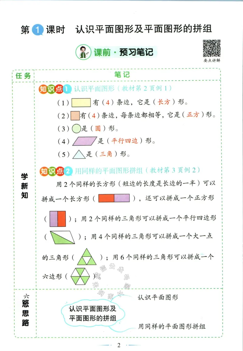 《001.数学黄冈随堂笔记一年级下册_小学1-6年级全科全套_1-6年级全科下册_一年级_其他补充资料_数学通用版资料》第8页预览