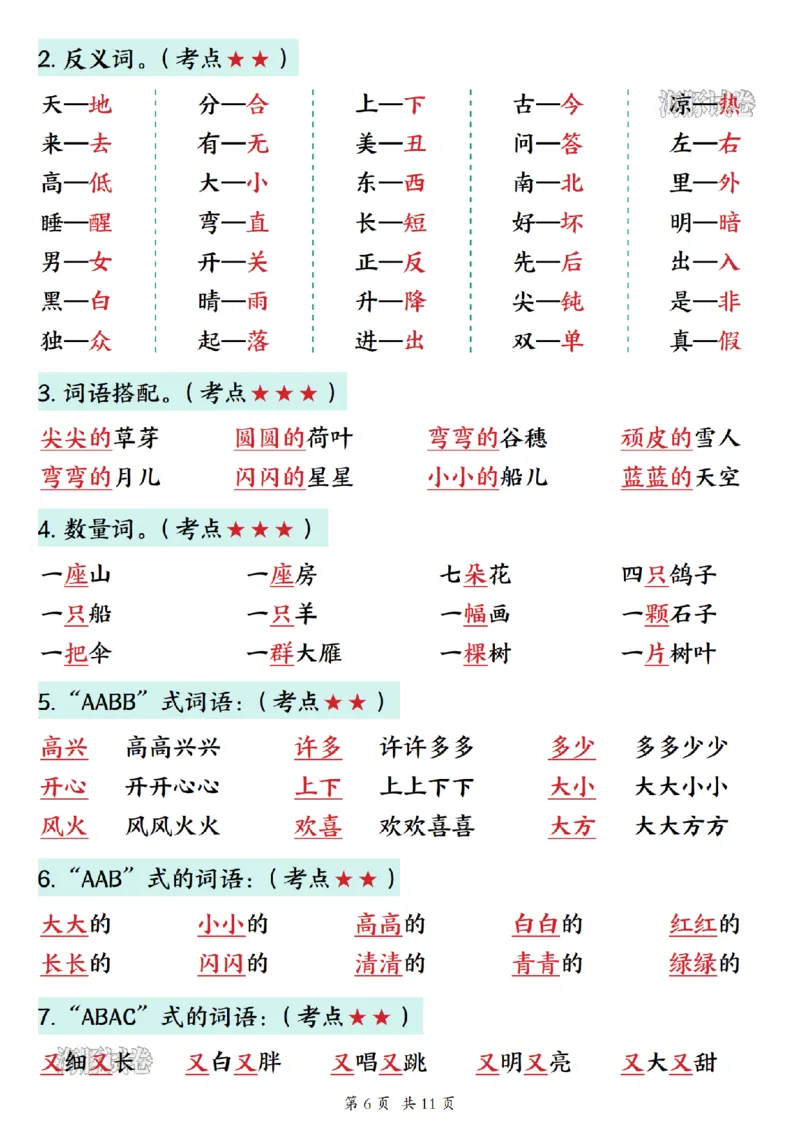 《海豚试卷一年级（上）语文期末六大知识点汇总_赠送2026小学1-6年级资料合集(按需自取)_一年级_海豚试卷一年级（上）语文期末六大知识点汇总》第6页预览