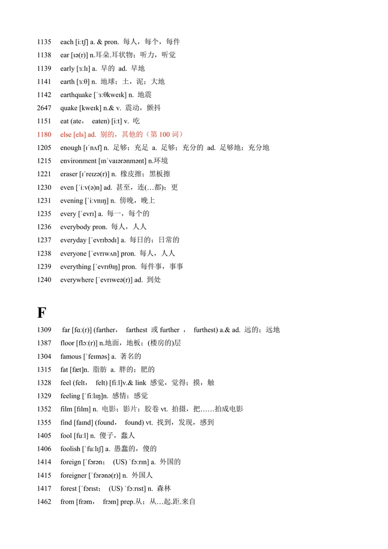 《1.小学、初一水平的词汇（536词）_2026版《3500词分类文档》小初高分类专项（让记单词如此轻松）》第4页预览