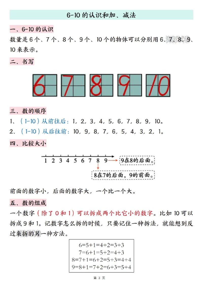 《海豚试卷一年级（上）数学期末核心考点梳理清单_赠送2026小学1-6年级资料合集(按需自取)_一年级_海豚试卷一年级（上）数学期末核心考点梳理清单》第3页预览