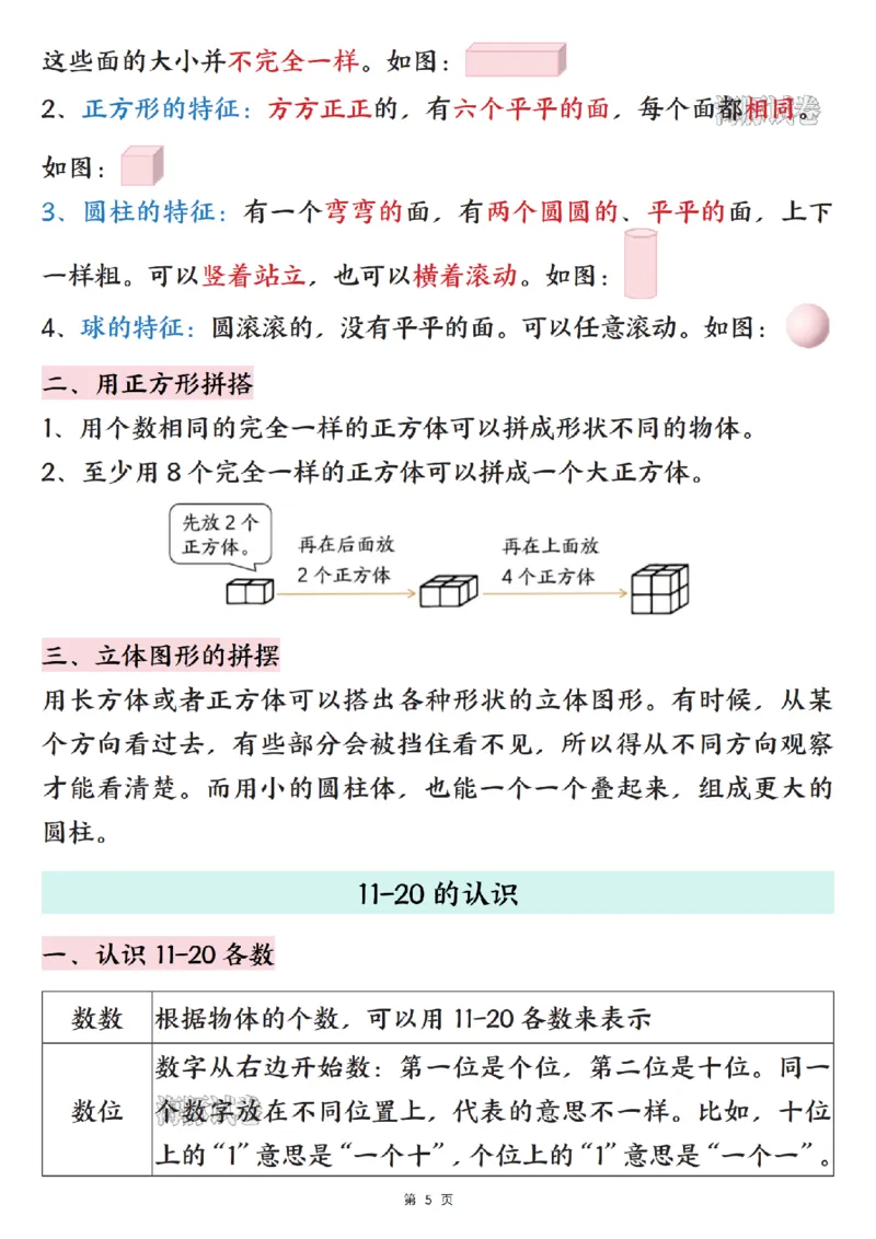 《海豚试卷一年级（上）数学期末核心考点梳理清单_赠送2026小学1-6年级资料合集(按需自取)_一年级_海豚试卷一年级（上）数学期末核心考点梳理清单》第5页预览