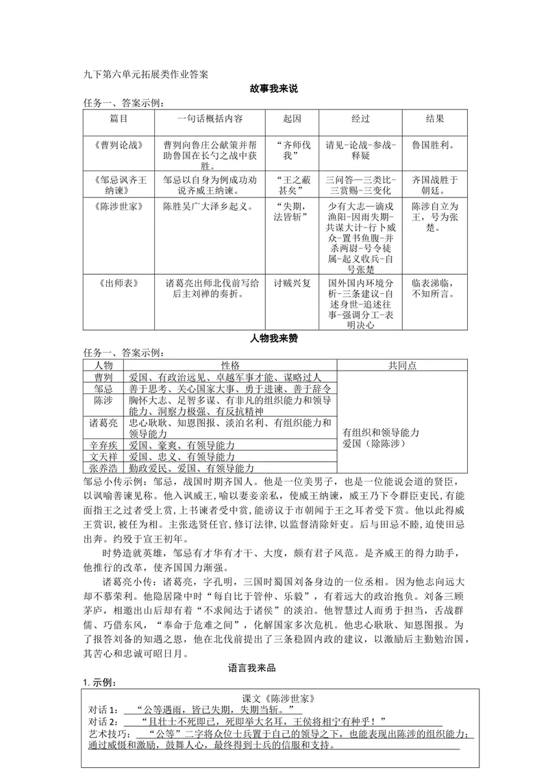 《九下第六单元拓展性作业_1答案_初中全科目同步习题+精品试卷（7-9年级）_25秋初中语文《同步习题+精品试卷》_初中语文试卷7-9年级上册(1)_《优秀作业单》_九年级》第1页预览