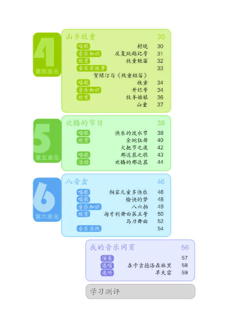 《人教版4年级音乐上册高清教材_光塔笔记小学教辅_2025秋电子课本小学科目-新教材_全部版本•小学音乐电子课本_人教版小学音乐电子课本_人教版小学音乐（简谱）》第5页预览