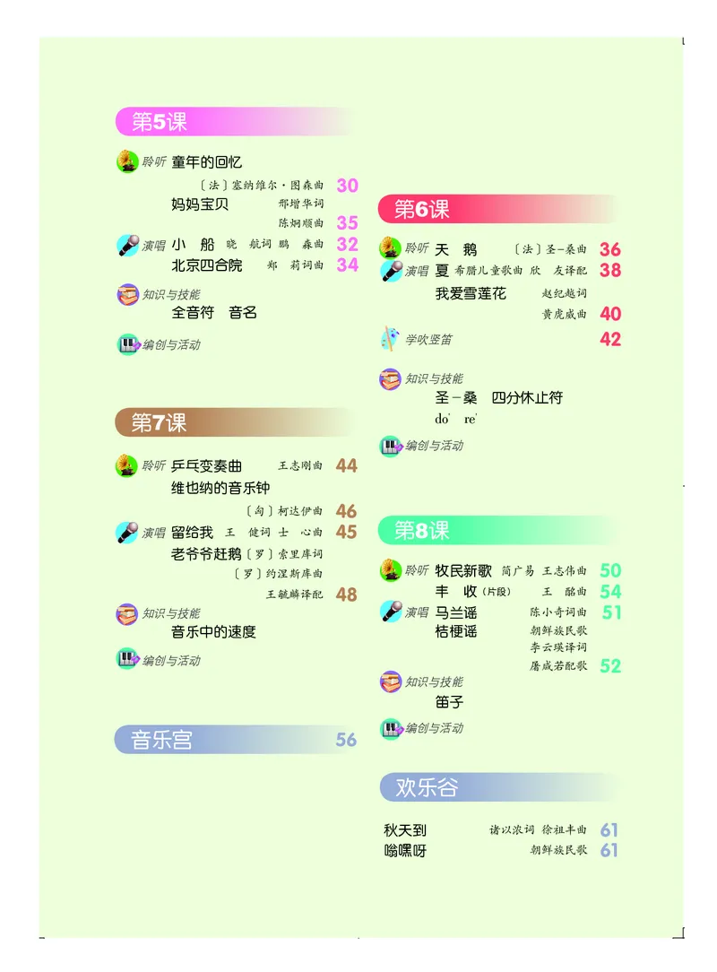 《人音版3年级音乐上册高清教材_光塔笔记小学教辅_2025秋电子课本小学科目-新教材_全部版本•小学音乐电子课本_人音版小学音乐电子课本_人音版小学音乐课本》第4页预览