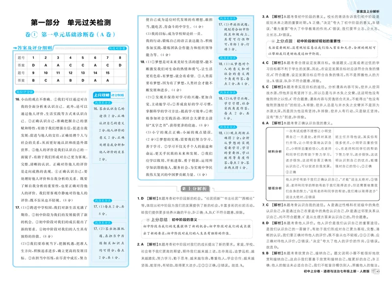 《卷1-复习专项知识梳理_初中全科目同步习题+精品试卷(7-9年级)_25秋初中道法《同步习题+精品试卷》_初中道法7-9年级上册试卷(1)_《初中上分卷》2025秋_2026版_2026《初中上分卷•道法》7上》第1页预览