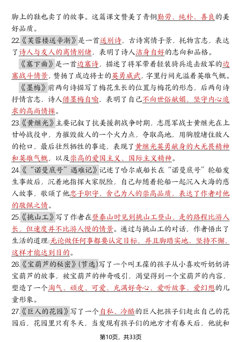 《四年级（下）语文期末复习必考知识点（十大高频考点归纳）_赠送2026小学1-6年级资料合集(按需自取)_四年级_四年级（下）语文期末复习必考知识点（十大高频考点归纳）》第10页预览