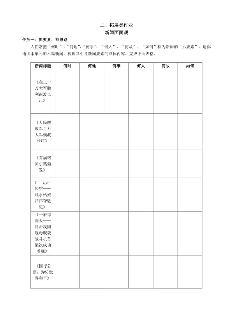 《初中语文学科八年级上册第1单元新闻单元作业_0作业_初中全科目同步习题+精品试卷（7-9年级）_25秋初中语文《同步习题+精品试卷》_初中语文试卷7-9年级上册(1)_《优秀作业单》_八年级》第3页预览