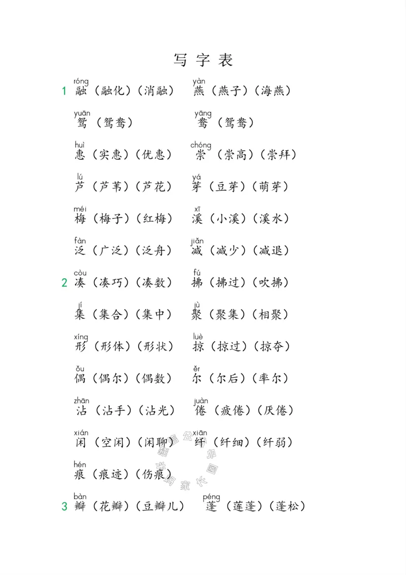 《004.小学语文三年级下册课本字词全归纳公众号：米妈家长圈_小学1-6年级全科全套_1-6年级全科下册_三年级_其他补充资料_语文资料》第5页预览
