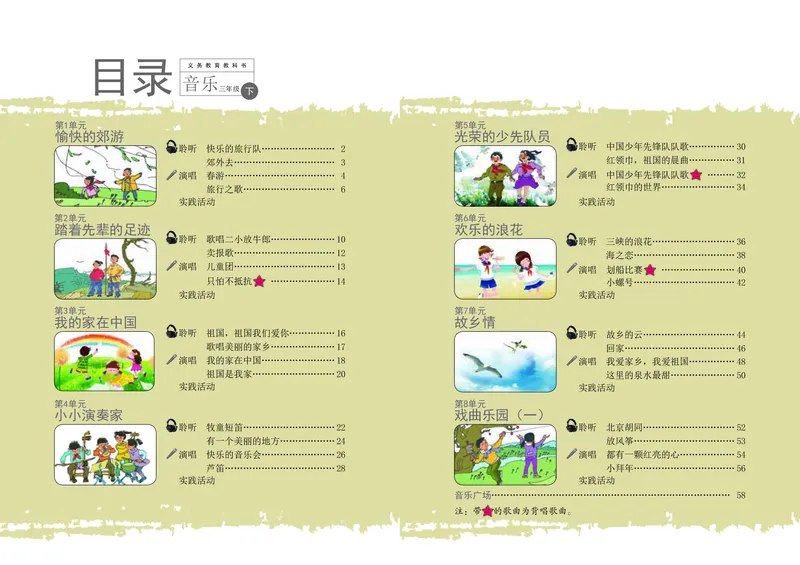 《辽海版3年级音乐下册高清教材_光塔笔记小学教辅_2025秋电子课本小学科目-新教材_全部版本•小学音乐电子课本_辽海版小学音乐电子课本》第4页预览