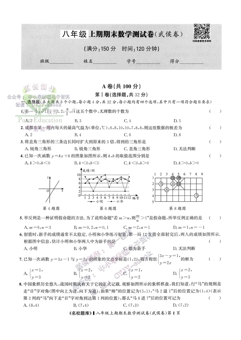 《2024版名校题库数学8上测试卷_初中全科目同步习题+精品试卷（7-9年级）_25秋初中数学《同步习题+精品试卷》_初中数学人教版试卷_初中数学人教版7-9年级上册_《名校题库》》第1页预览