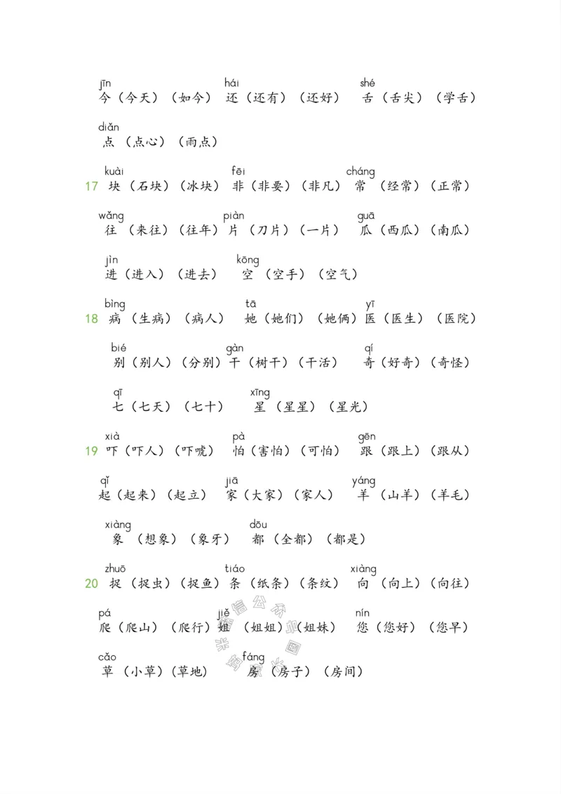 《004.小学语文一年级下册课本字词全归纳_小学1-6年级全科全套_1-6年级全科下册_一年级_其他补充资料_语文资料》第10页预览