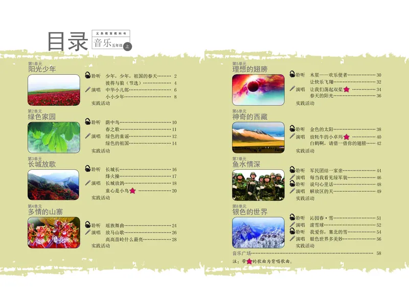 《辽海版5年级音乐上册高清教材_光塔笔记小学教辅_2025秋电子课本小学科目-新教材_全部版本•小学音乐电子课本_辽海版小学音乐电子课本》第4页预览