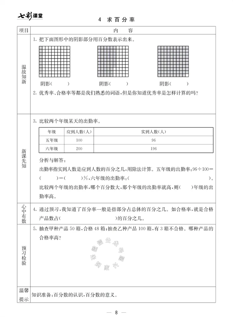 《002.青岛五四制数学五年级下册预习单(有答案)公众号：米妈家长圈_小学1-6年级全科全套_1-6年级全科下册_五年级_其他补充资料_教辅系列_数学青岛五四制资料》第8页预览