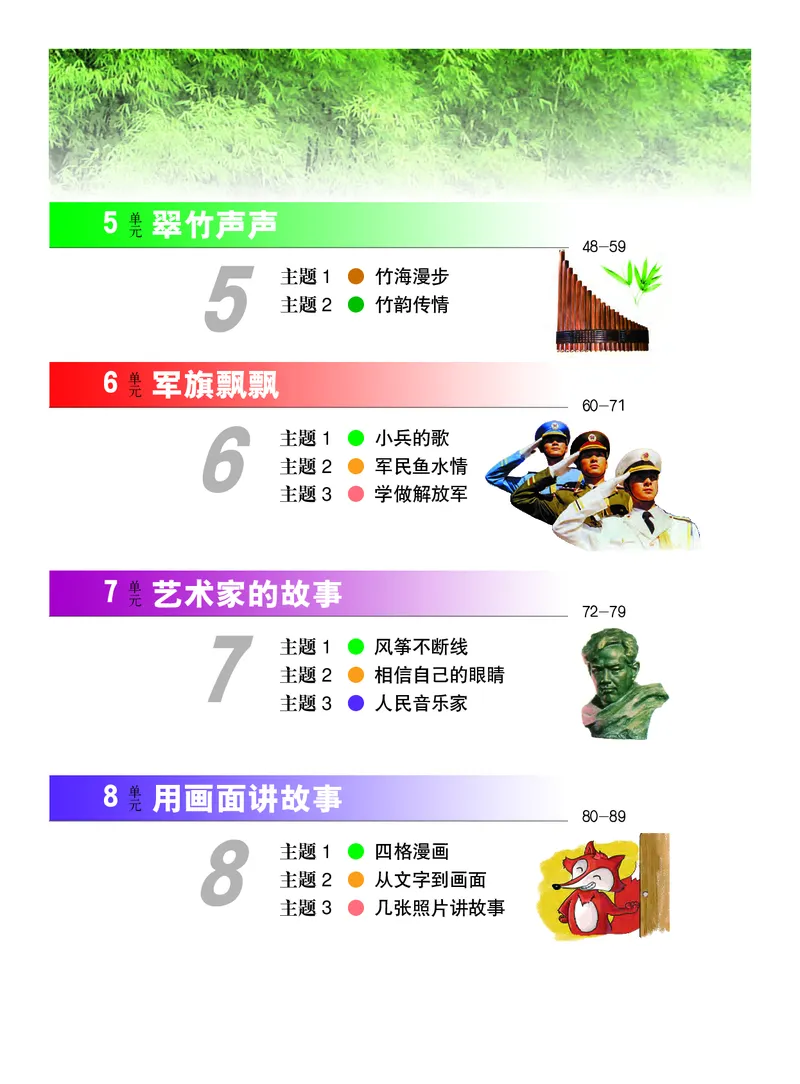 《教科版4年级艺术上册高清教材_光塔笔记小学教辅_2025秋电子课本小学科目-新教材_全部版本•小学艺术电子课本_教科版小学艺术电子课本》第5页预览