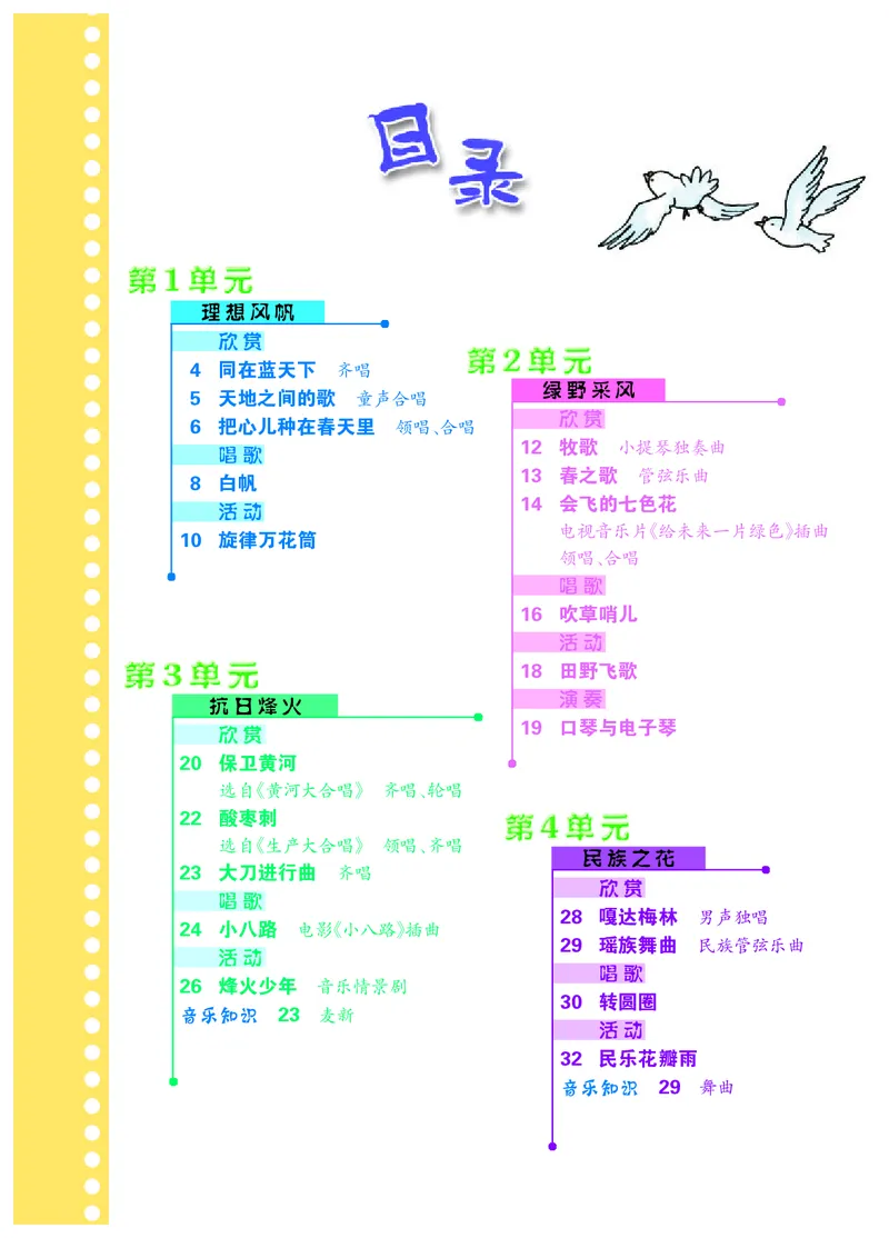 《冀少版5年级音乐下册高清教材_光塔笔记小学教辅_2025秋电子课本小学科目-新教材_全部版本•小学音乐电子课本_冀少版小学音乐电子课本》第4页预览