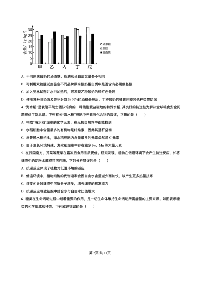 《重庆市长寿中学校2025-2026学年高一上学期12月月考生物试题含答案_2026年高一《月考+期中考+阶段性检测真题合集》全国各省全科无水印》第2页预览