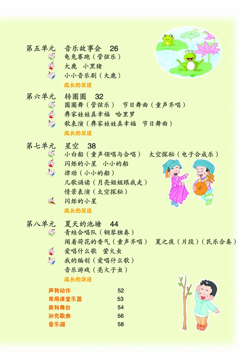 《苏少版1年级音乐下册高清教材_光塔笔记小学教辅_2025秋电子课本小学科目-新教材_全部版本•小学音乐电子课本_苏少版小学音乐电子课本_苏少版小学音乐（五线谱）》第6页预览