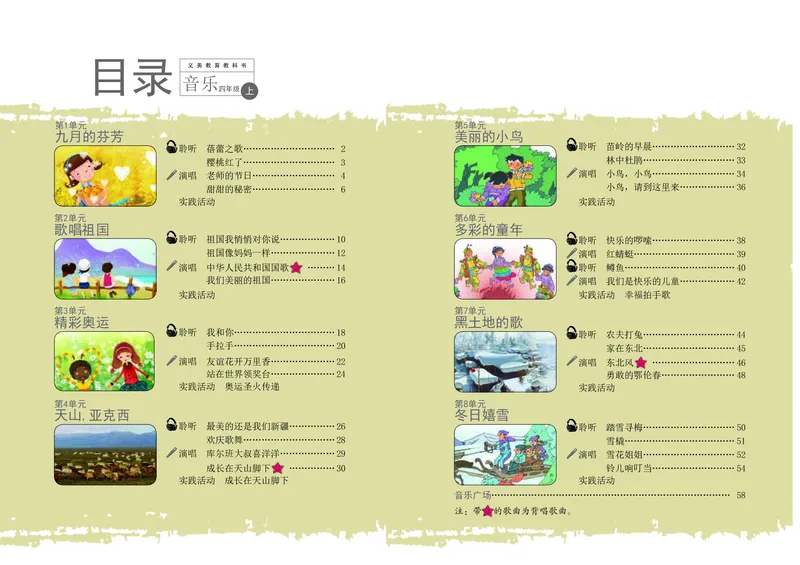 《辽海版4年级音乐上册高清教材_光塔笔记小学教辅_2025秋电子课本小学科目-新教材_全部版本•小学音乐电子课本_辽海版小学音乐电子课本》第4页预览