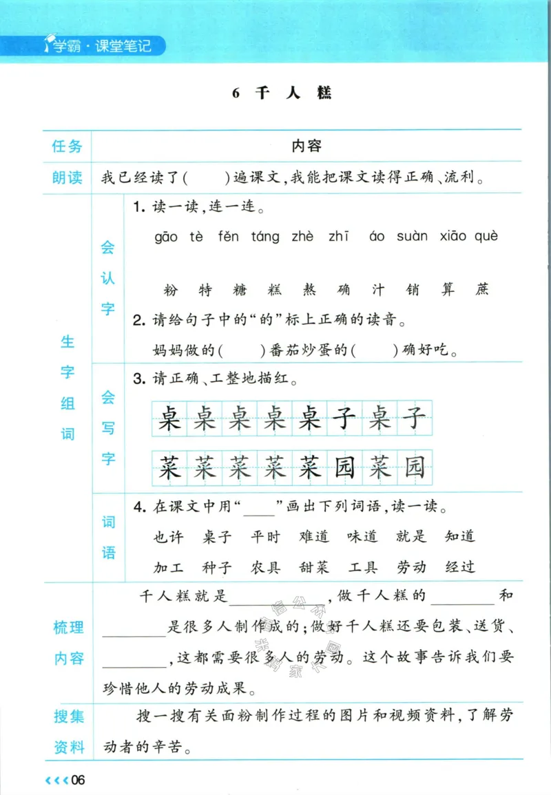 《003.24春学霸课堂笔记二年级下册语文预习清单公众号：米妈家长圈_小学1-6年级全科全套_1-6年级全科下册_二年级_其他补充资料_语文资料》第7页预览