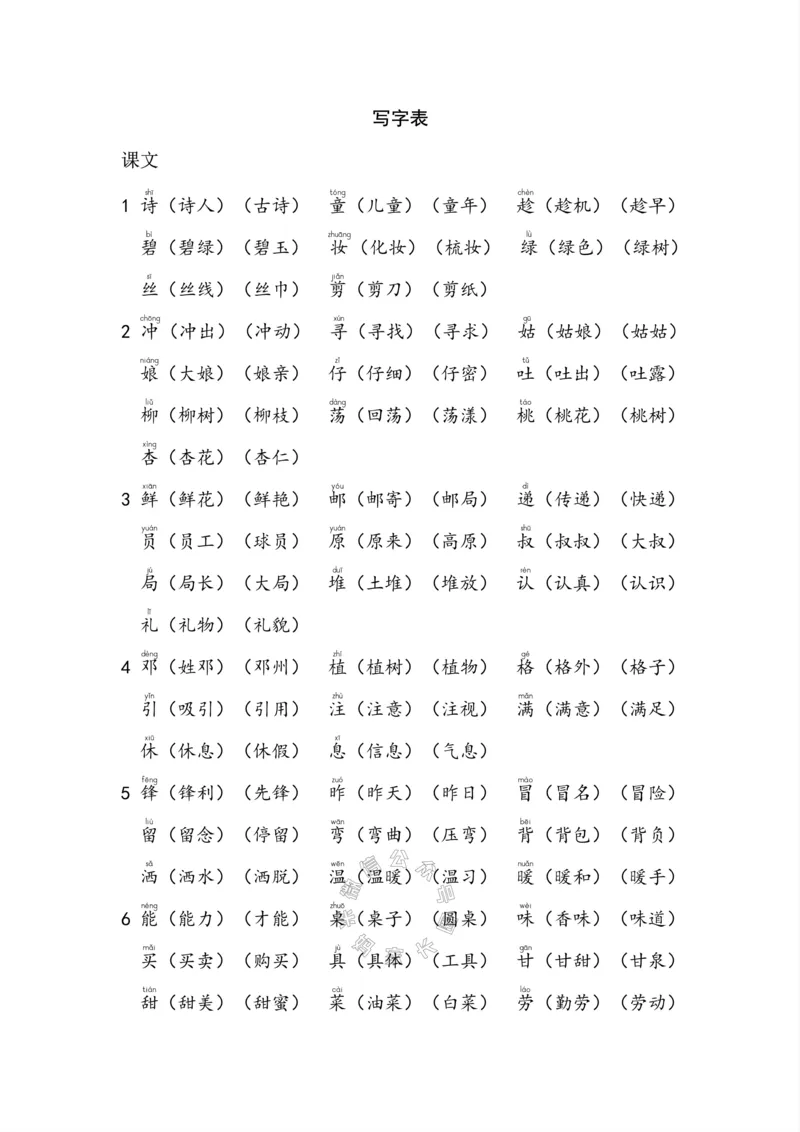 《004.小学语文二年级下册课本字词全归纳公众号：米妈家长圈_小学1-6年级全科全套_1-6年级全科下册_二年级_其他补充资料_语文资料》第7页预览