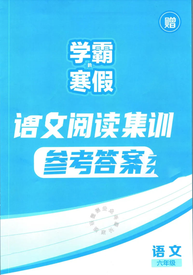 《005.学霸寒假语文阅读集训六年级答案_小学1-6年级全科全套_1-6年级全科下册_六年级_其他补充资料_寒假衔接资料》第1页预览