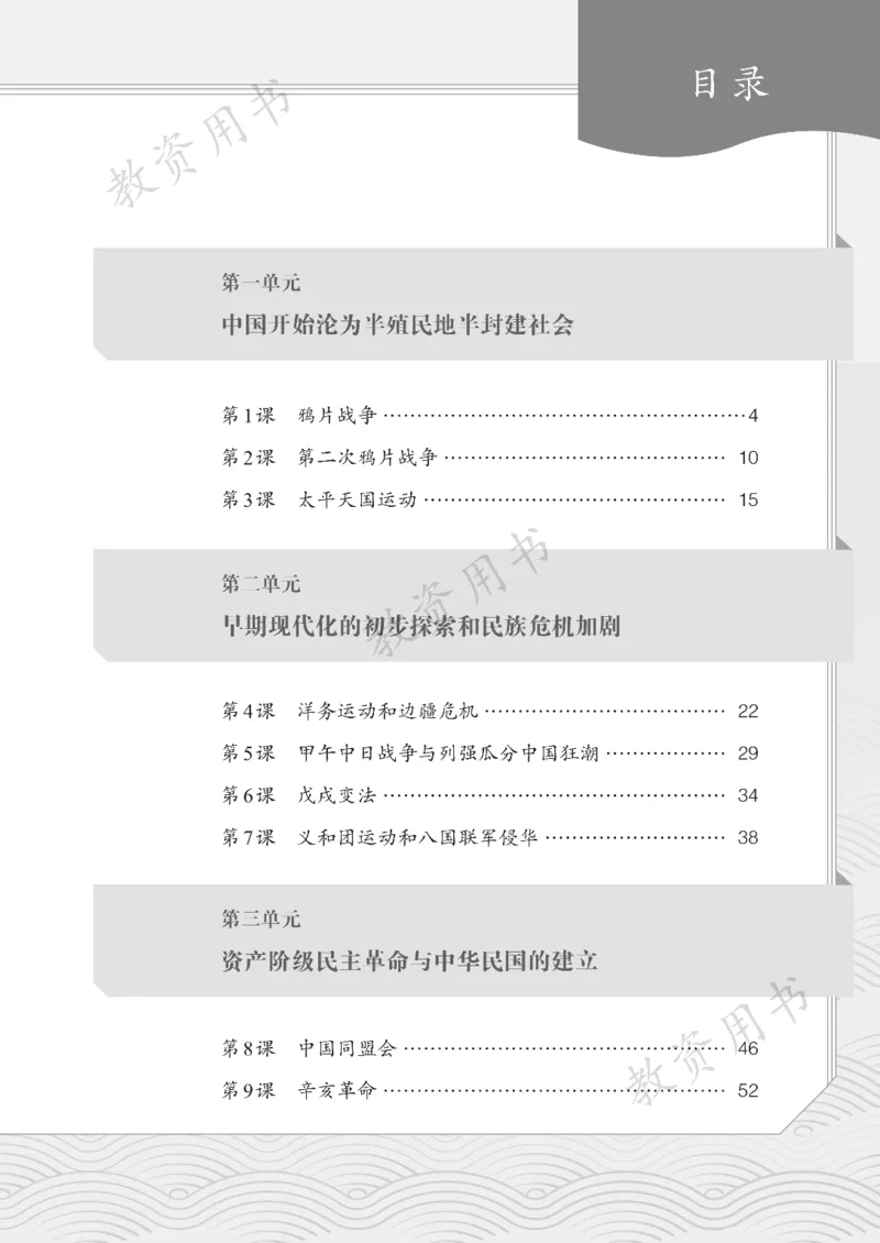 《人教版8年级历史上册高清教材》第4页预览
