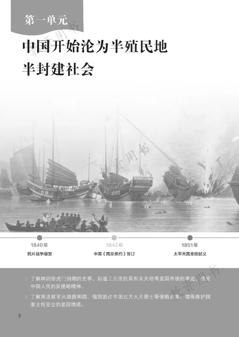 《人教版8年级历史上册高清教材》第7页预览