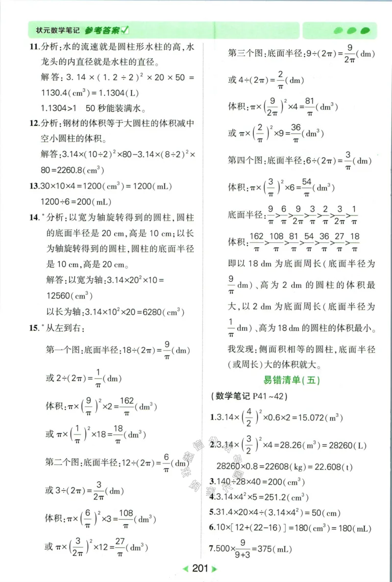 《005.人教版数学状元笔记六年级下册答案公众号：米妈家长圈_小学1-6年级全科全套_1-6年级全科下册_六年级_其他补充资料_数学人教版资料》第6页预览