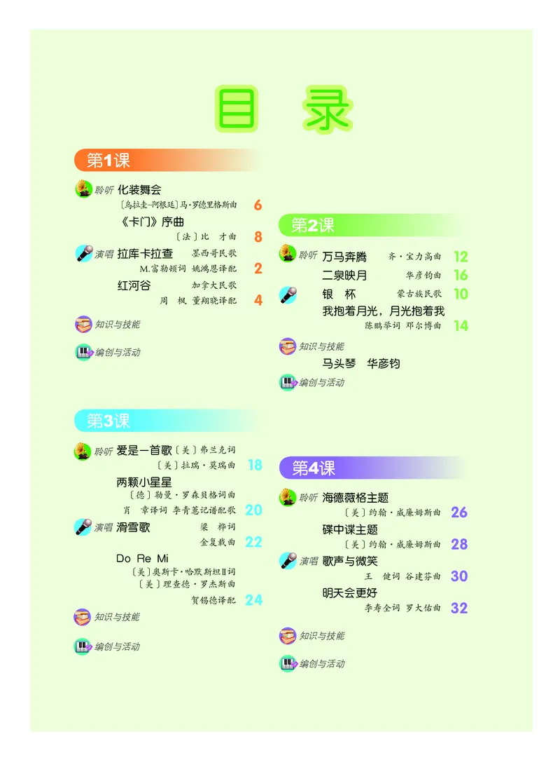 《人音版6年级音乐下册高清教材_光塔笔记小学教辅_2025秋电子课本小学科目-新教材_全部版本•小学音乐电子课本_人音版小学音乐电子课本_人音版小学音乐课本》第3页预览