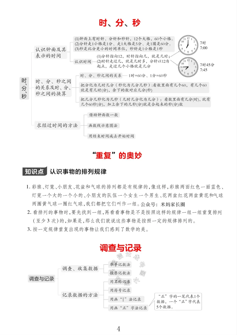 《004.北师版数学二年级下册课本知识全归纳公众号：米妈家长圈_小学1-6年级全科全套_1-6年级全科下册_二年级_其他补充资料_数学北师版资料》第4页预览