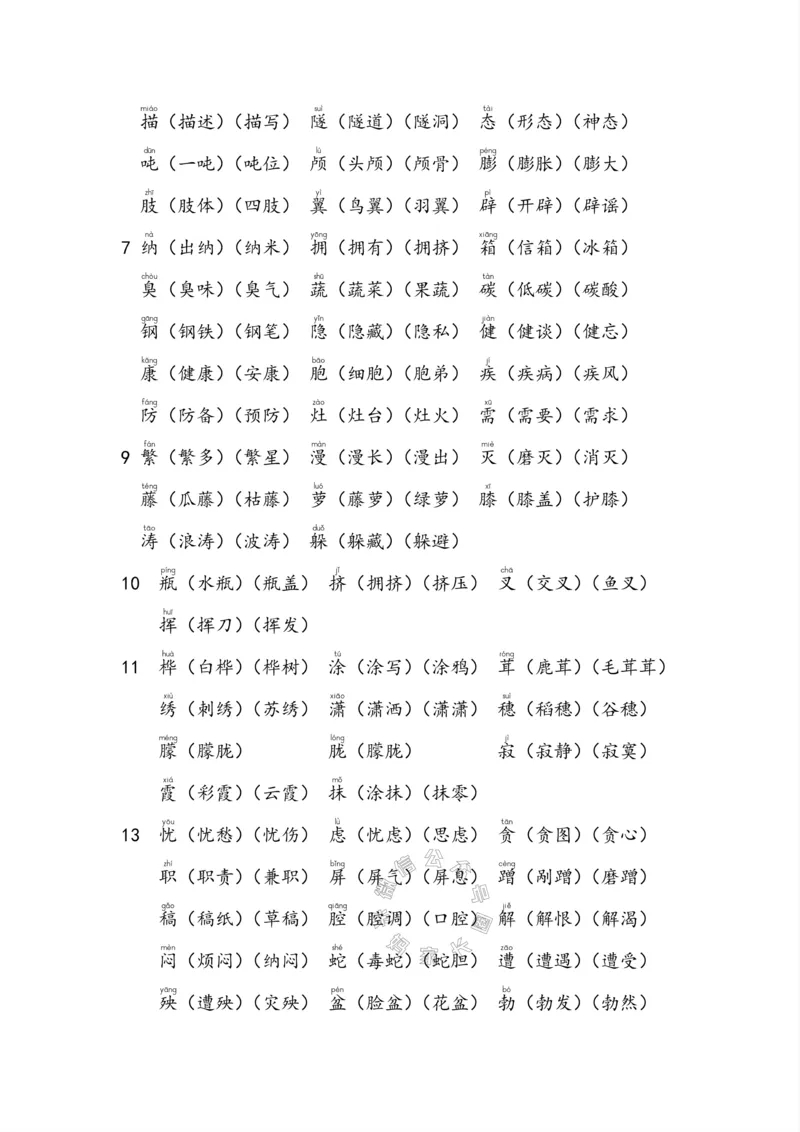《004.小学语文四年级下册课本字词全归纳公众号米妈家长圈_小学1-6年级全科全套_1-6年级全科下册_四年级_其他补充资料_语文资料》第5页预览