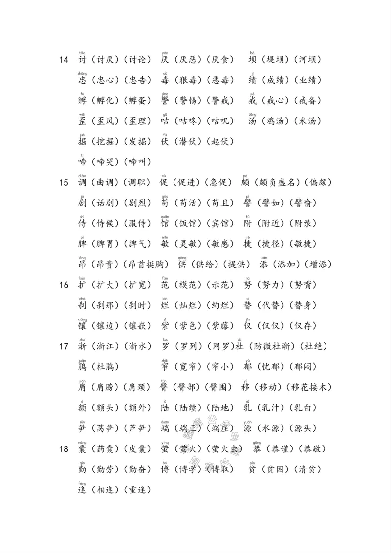 《004.小学语文四年级下册课本字词全归纳公众号米妈家长圈_小学1-6年级全科全套_1-6年级全科下册_四年级_其他补充资料_语文资料》第6页预览