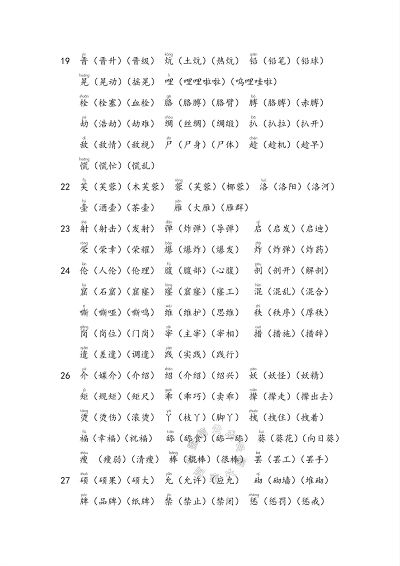 《004.小学语文四年级下册课本字词全归纳公众号米妈家长圈_小学1-6年级全科全套_1-6年级全科下册_四年级_其他补充资料_语文资料》第7页预览