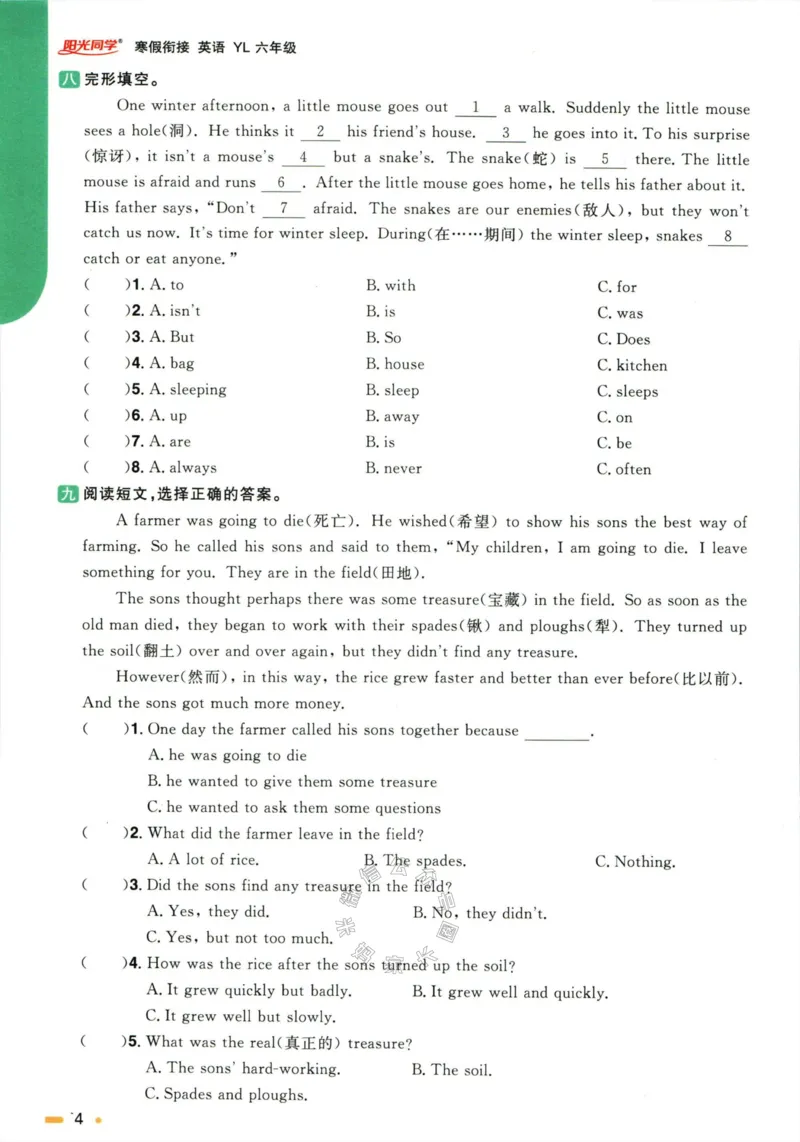 《002.译林版英语阳光同学寒假衔接六年级（有答案）_小学1-6年级全科全套_1-6年级全科下册_六年级_其他补充资料_英语译林版资料》第7页预览